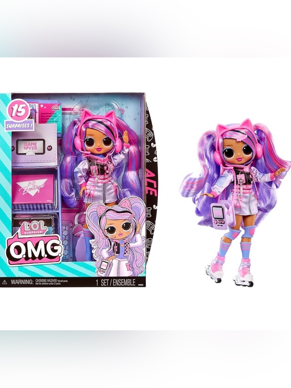 LOL Surprise OMG Ace Fashion Doll w/15 Surprises & Gaming themes BRAND NEW